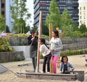 Kids play in the playground