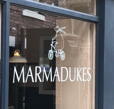 Marmadukes logo on window